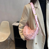 Canvas Hobos Bag Wide Shoulder Belt Handheld Shoulder Bag