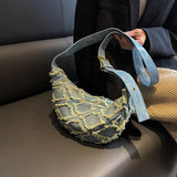 Canvas Hobos Bag Wide Shoulder Belt Handheld Shoulder Bag