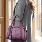 Vintage Large Capacity PU Leather Shoulder Bag for Women