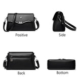 Women's PU Leather Handbag Double Shoulder Strap Single Shoulder Bag