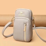 Double-layer Vertical Cell Phone Bags Solid Retro Ladies Shoulder Bag