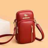 Double-layer Vertical Cell Phone Bags Solid Retro Ladies Shoulder Bag