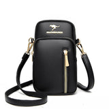 Double-layer Vertical Cell Phone Bags Solid Retro Ladies Shoulder Bag