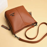 Retro PU Leather Ladies Tassel Handbag High Shoulder Strap Shoulder Bag