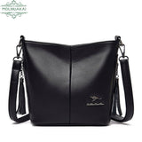 Retro PU Leather Ladies Tassel Handbag High Shoulder Strap Shoulder Bag