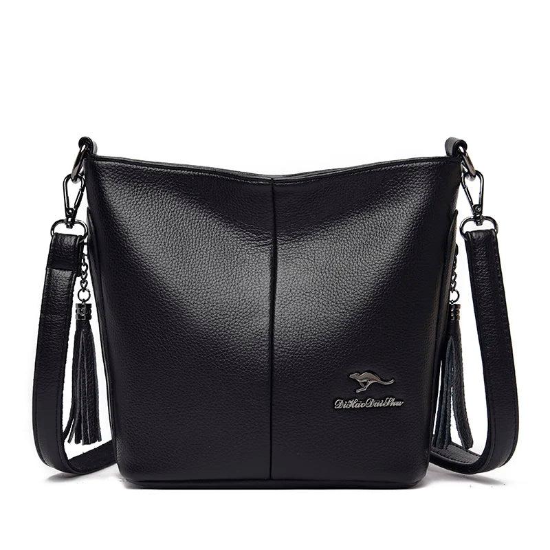 Retro PU Leather Ladies Tassel Handbag High Shoulder Strap Shoulder Bag