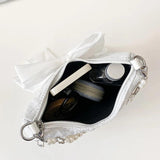 Summer Pearls Chains Shoulder Bag Flap Crossbody Purse Lady Messenger Handbag