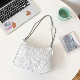 Summer Pearls Chains Shoulder Bag Flap Crossbody Purse Lady Messenger Handbag