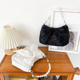 Summer Pearls Chains Shoulder Bag Flap Crossbody Purse Lady Messenger Handbag