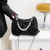 Summer Pearls Chains Shoulder Bag Flap Crossbody Purse Lady Messenger Handbag