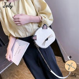 Cat Glitter Circular Shoulder Bag, White Girls Shoulder Bag