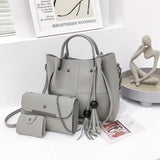 3pcs Women Bag Tassel Shoulder Crossbody PU Leather Handbag