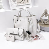 3pcs Women Bag Tassel Shoulder Crossbody PU Leather Handbag