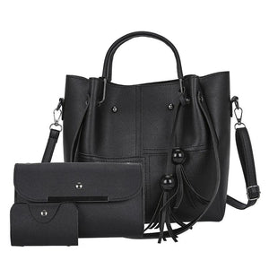 3pcs Women Bag Tassel Shoulder Crossbody PU Leather Handbag