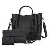 3pcs Women Bag Tassel Shoulder Crossbody PU Leather Handbag
