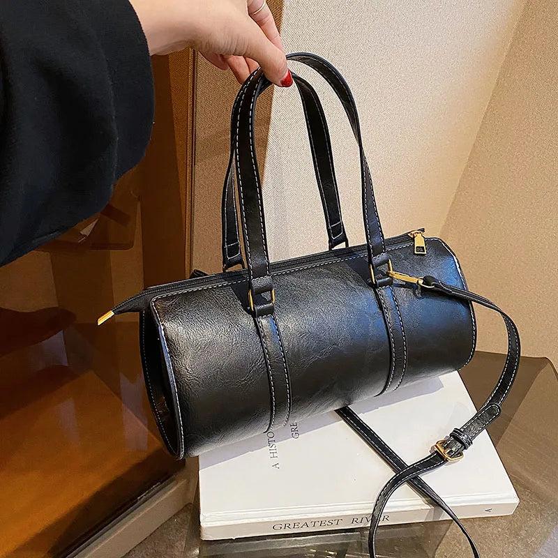 Vintage Leather Shoulder Bag Oil Wax Leather Handbag