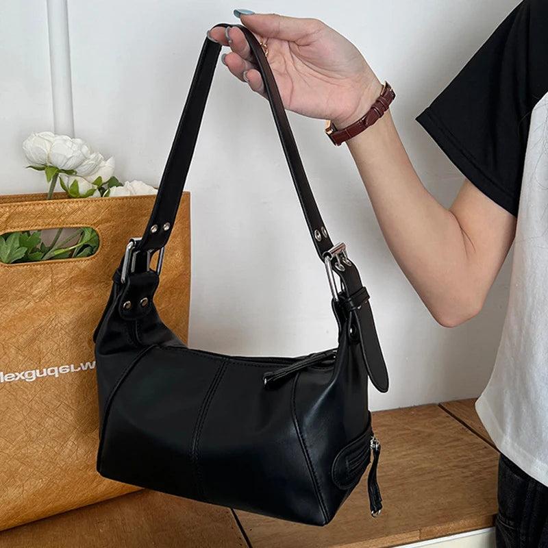 Retro Small Women Handbag Pu Leather Zipper Shoulder Bag