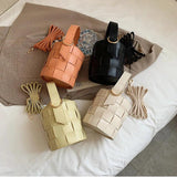 Summer Drawstring Bucket Bag PU Shoulder Totes WLHB2433