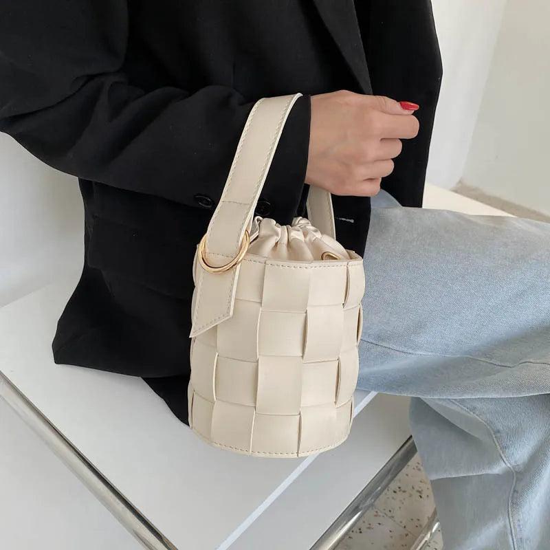 Summer Drawstring Bucket Bag PU Shoulder Totes WLHB2433