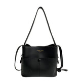 Large Capacity Bucket Bags PU Leather Shoulder Bags Solid Crossbody Bags