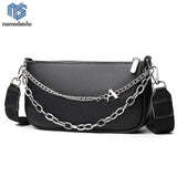 Chain Saddle Women Shoulder Bag Leather Crossbody Bag