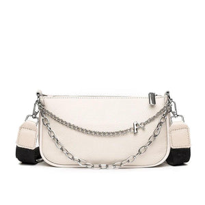 Chain Saddle Women Shoulder Bag Leather Crossbody Bag