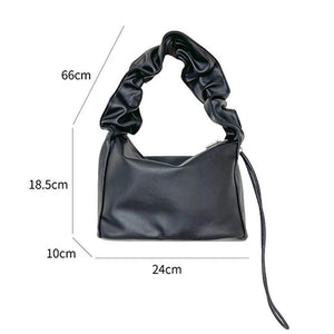 Soft Leather Shoulder Bag Pleated Underarm Zipper Handbag