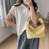 Soft Leather Shoulder Bag Pleated Underarm Zipper Handbag