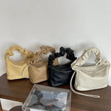 Soft Leather Shoulder Bag Pleated Underarm Zipper Handbag