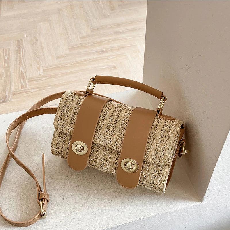 Retro Straw Crossbody Bag Rattan Handbag Beach Shoulder Female Bag WLHB2364