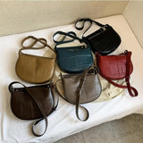 Crocodile Pattern Shoulder Bags Vintage Small PU Leather Handbags