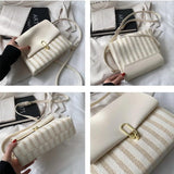 Women's Contrast Woven Crossbody Bag Envelope Shoulder Square Bag WLHB2360