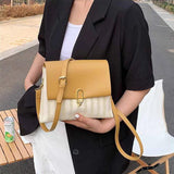 Women's Contrast Woven Crossbody Bag Envelope Shoulder Square Bag WLHB2360