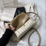 Women's Contrast Woven Crossbody Bag Envelope Shoulder Square Bag WLHB2360
