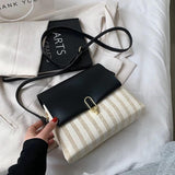 Women's Contrast Woven Crossbody Bag Envelope Shoulder Square Bag WLHB2360