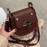 Retro Saddle Bag Crossbody Shoulder Bag Small Solid Bag