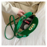 Thick Chain Female Tote Bag Solid PU Leather Crossbody