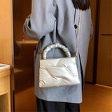 Quilted Nylon Shoulder Bag Chains Crossbody Tote