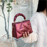 Quilted Nylon Shoulder Bag Chains Crossbody Tote