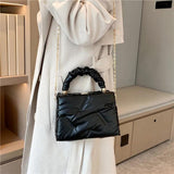 Quilted Nylon Shoulder Bag Chains Crossbody Tote