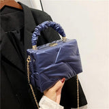 Quilted Nylon Shoulder Bag Chains Crossbody Tote