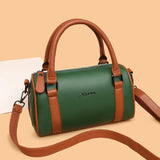 Barrel-shaped Cowhide Women Shoulder Bag