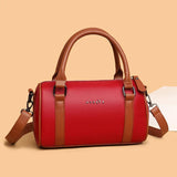 Barrel-shaped Cowhide Women Shoulder Bag
