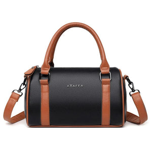 Barrel-shaped Cowhide Women Shoulder Bag