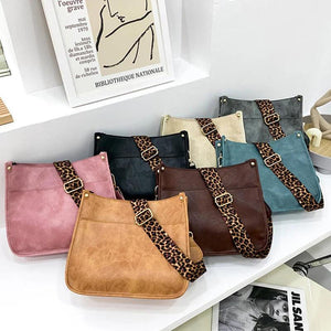 Vintage Leopard Shoulder Bag Women Leather Crossbody Bag For Female Large Tote