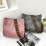 Vintage Leopard Shoulder Bag Women Leather Crossbody Bag For Female Large Tote