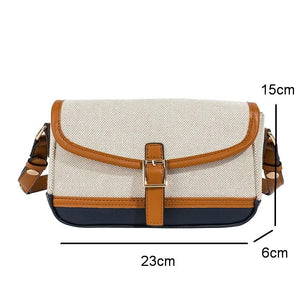 Panelled Shoulder Bag Canvas PU Leather Patchwork Messenger Bag WLHB2474