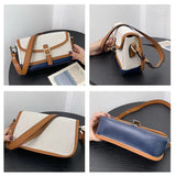 Panelled Shoulder Bag Canvas PU Leather Patchwork Messenger Bag WLHB2474