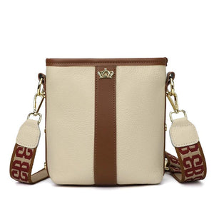 Leather Women Handbag High Shoulder Bag Small Bucket Bag
