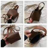 Vintage Crossbody Bucket Bag Leather Handbag Purse